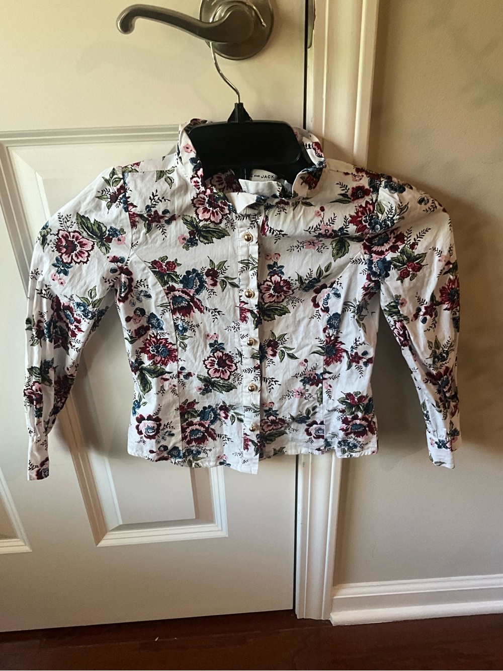 Janie and Jack White Floral Button-Up Shirt Jacket Size 5